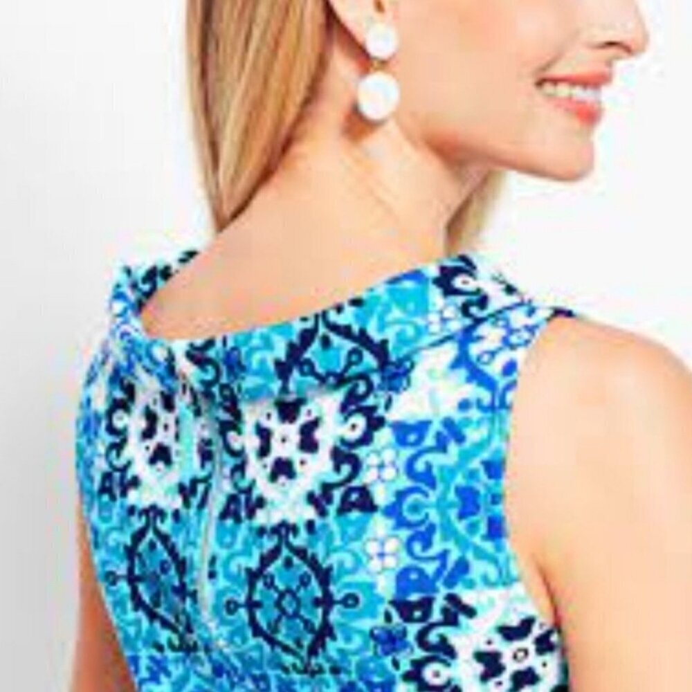 Talbots Audrey-Neck Medallion Tile Interlock Sleeveless Shift Dress Size XLG - Picture 3 of 11